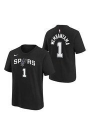 Fanatics 100% Cotton NBA San Antonio Spurs Icon Name & Number Black T-Shirt - Victor Wembanyama - Image 1 of 3