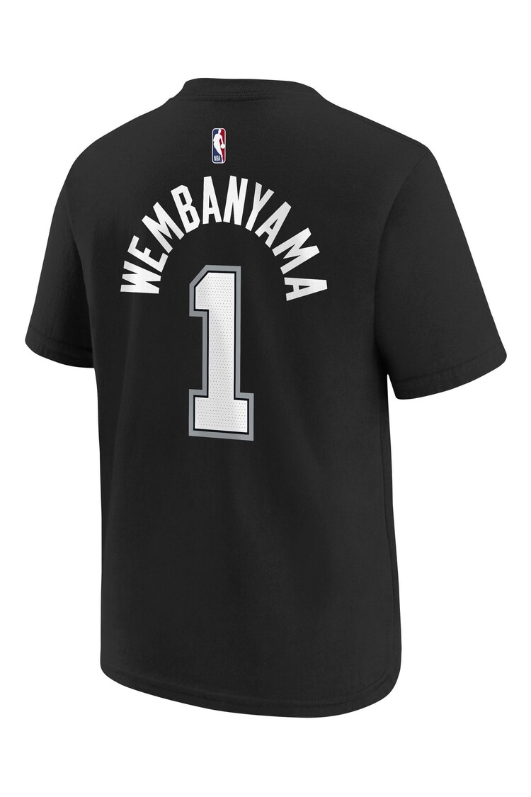 Fanatics 100% Cotton NBA San Antonio Spurs Icon Name & Number Black T-Shirt - Victor Wembanyama - Image 3 of 3