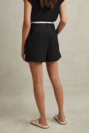 Reiss Black Karyn Tailored Wool Blend Contrast Trim Shorts - Image 6 of 7