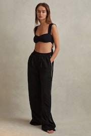 Reiss Black Remi Petite Elasticated Side Stripe Trousers - Image 1 of 8