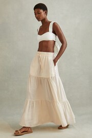 Reiss Neutral Tammy Tiered Drawstring Maxi Skirt - Image 1 of 6