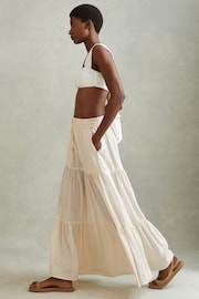 Reiss Neutral Tammy Tiered Drawstring Maxi Skirt - Image 3 of 6