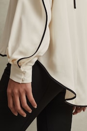 Reiss White Daria Ruffle Detail Cut Out Blouse - Image 5 of 6