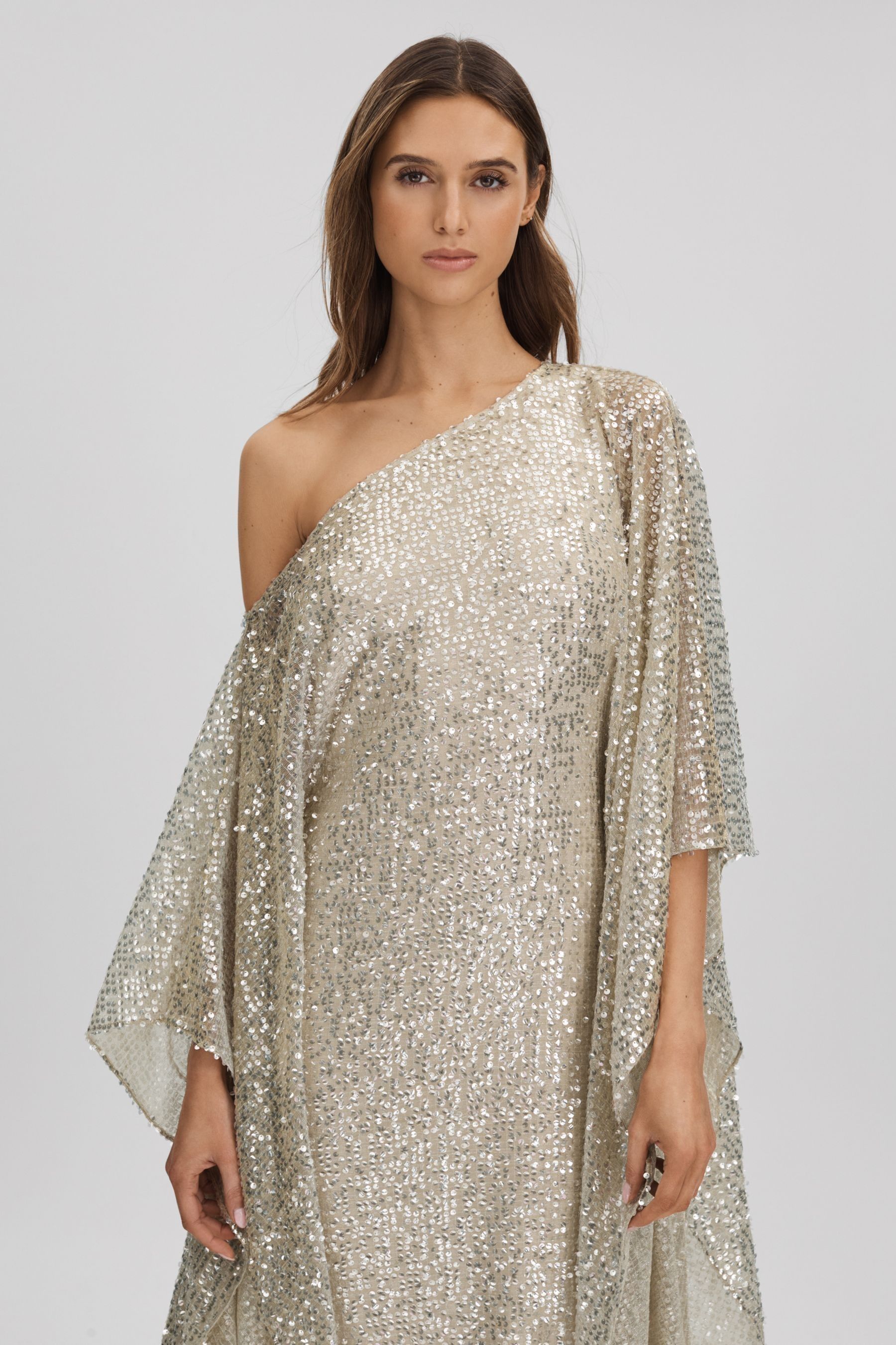 Buy Halston Sequin Off The Shoulder Maxi Dress from the Next UK online shop