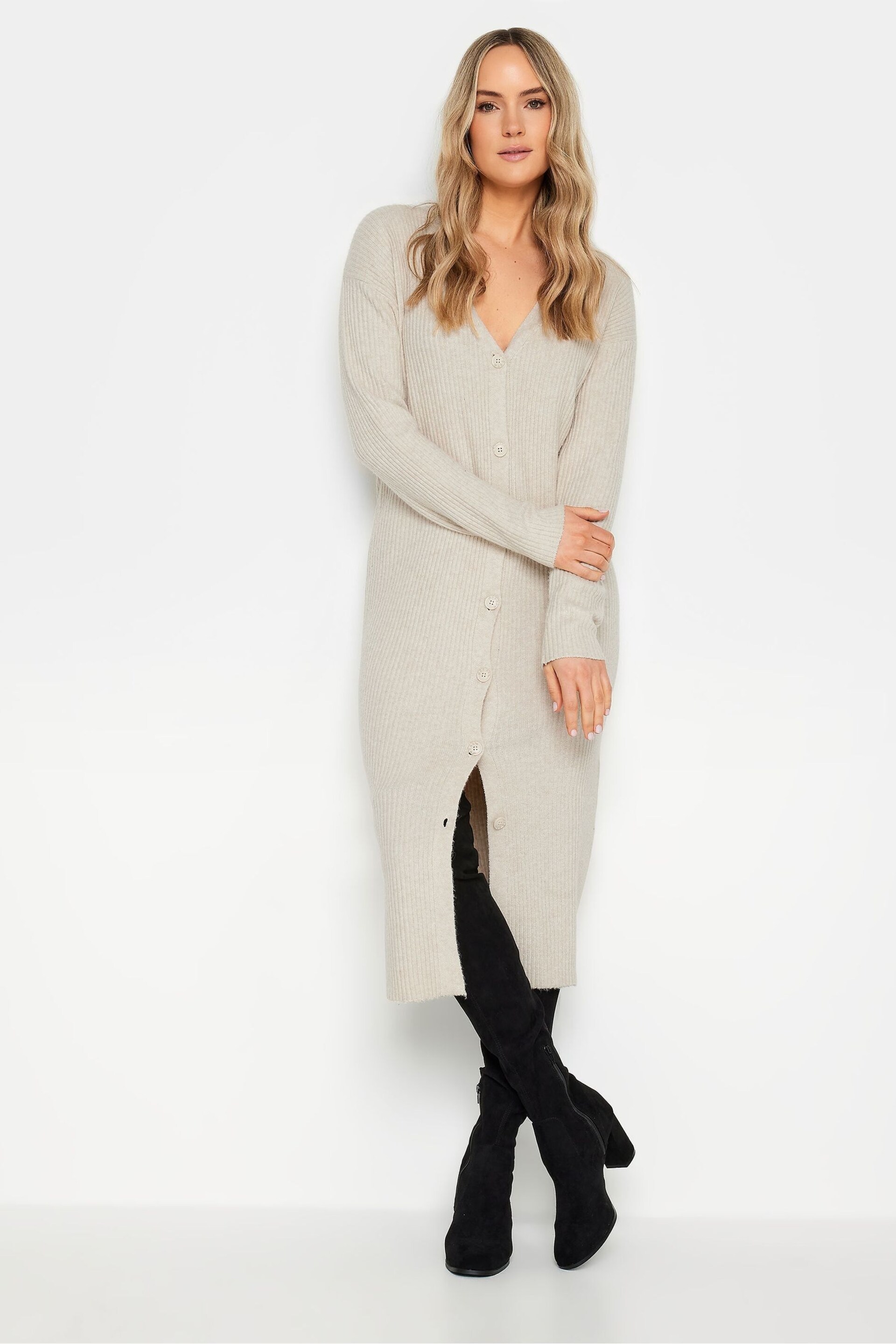 Long Tall Sally Grey Ribbed Longline Cardigan - Image 1 of 2