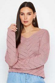 Long Tall Sally Pink Pointelle Jumper - Image 1 of 4