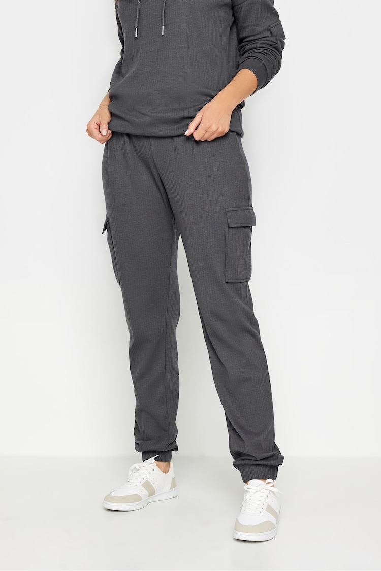 Long Tall Sally Grey Tall Ribbed Cargo Joggers - Image 1 of 4