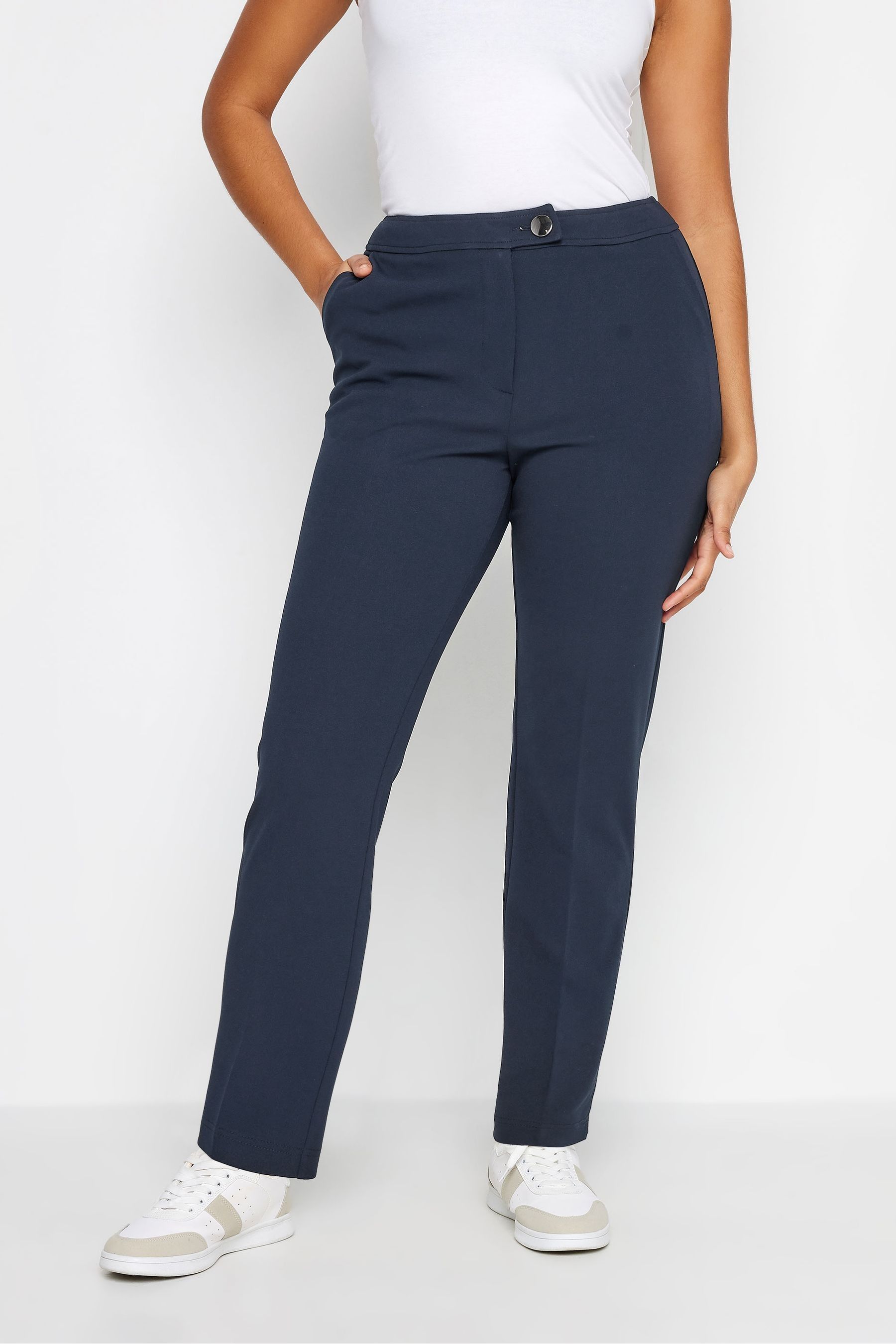 Buy M Co Blue Petite Tapered Trousers from Next Oman