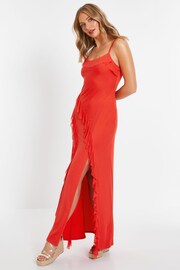 Quiz Red Mesh Strappy Ruffle Maxi Dress - Image 3 of 4