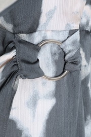 Quiz Grey Smudge Crepe Long Sleeve Midi Dress - Image 6 of 6
