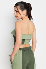 PixieGirl Petite Khaki Green 100% Cotton Colourblock Bandeau Corset Top - Image 3 of 4