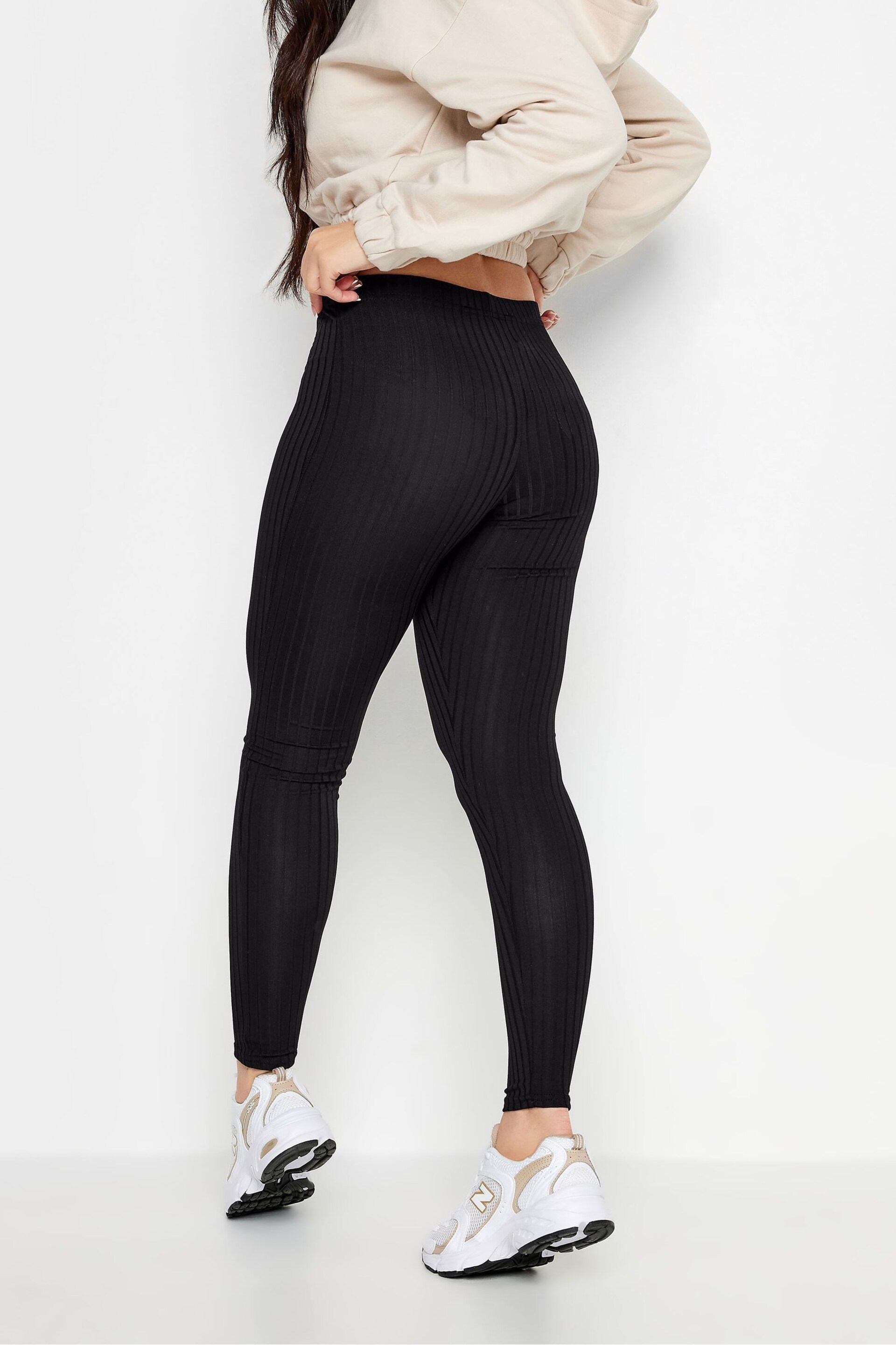 PixieGirl Petite Black Ribbed Leggings - Image 2 of 4