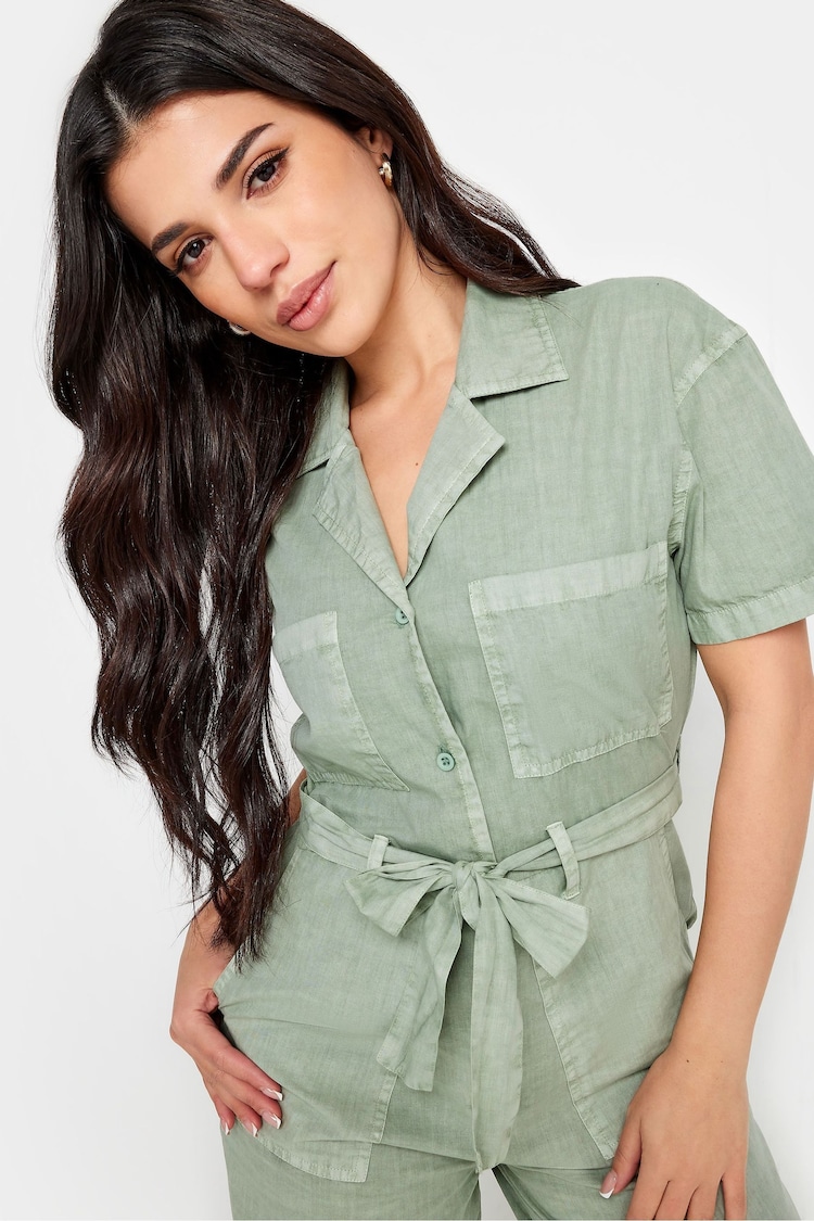 PixieGirl Petite Green 100% Cotton Utility Washed Jumpsuit - Image 4 of 4