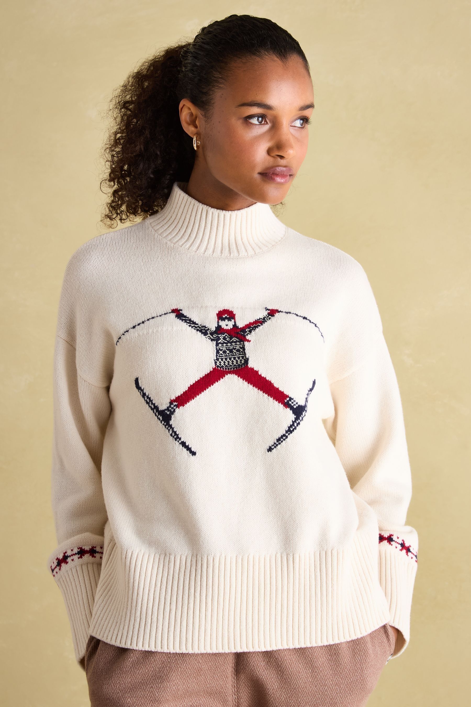 Buy Joules Abigail Cream High Neck Intarsia Ski Jumper from the Next UK online shop