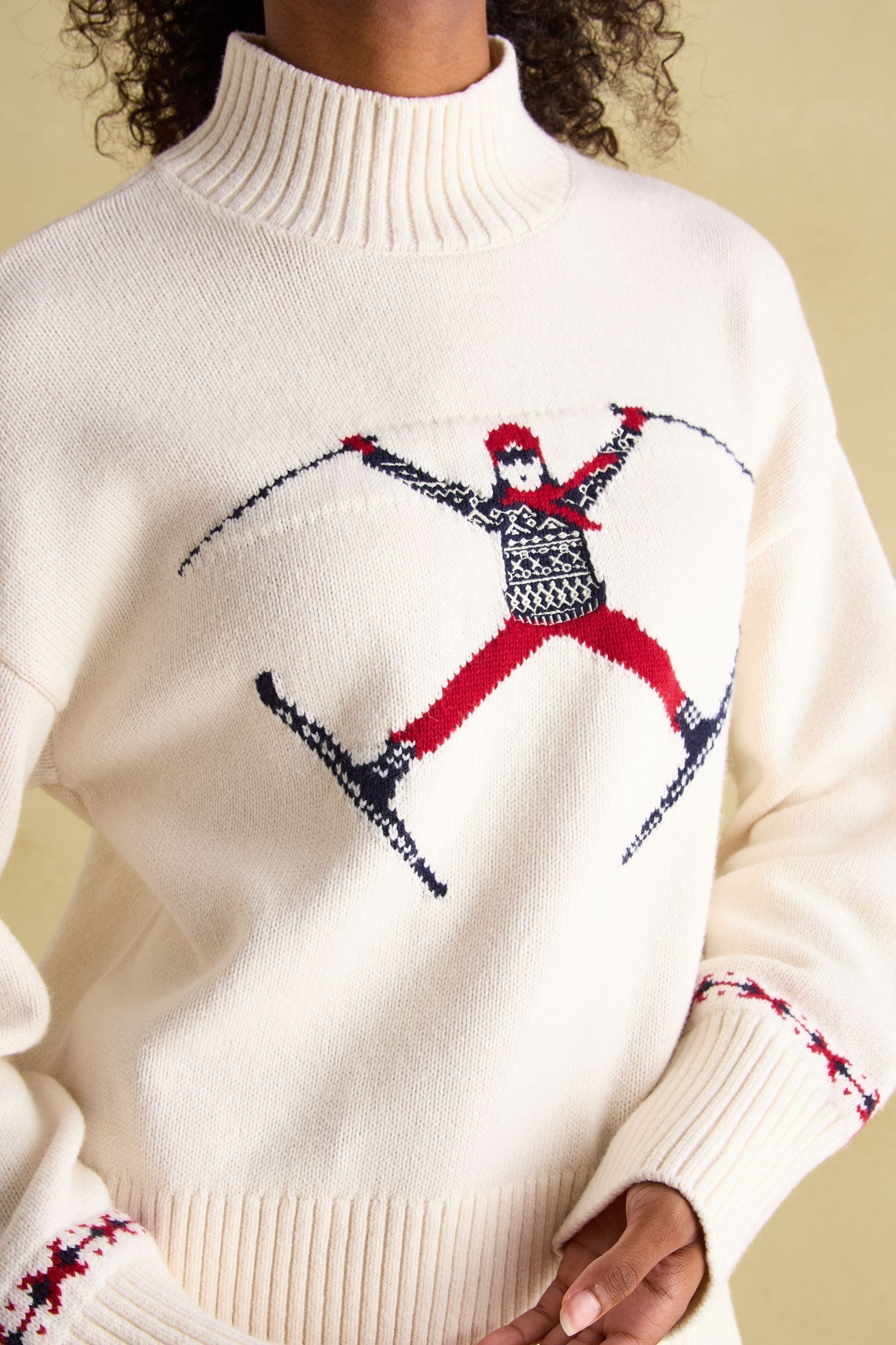 Buy Joules Abigail Cream High Neck Intarsia Ski Jumper from the Next UK online shop