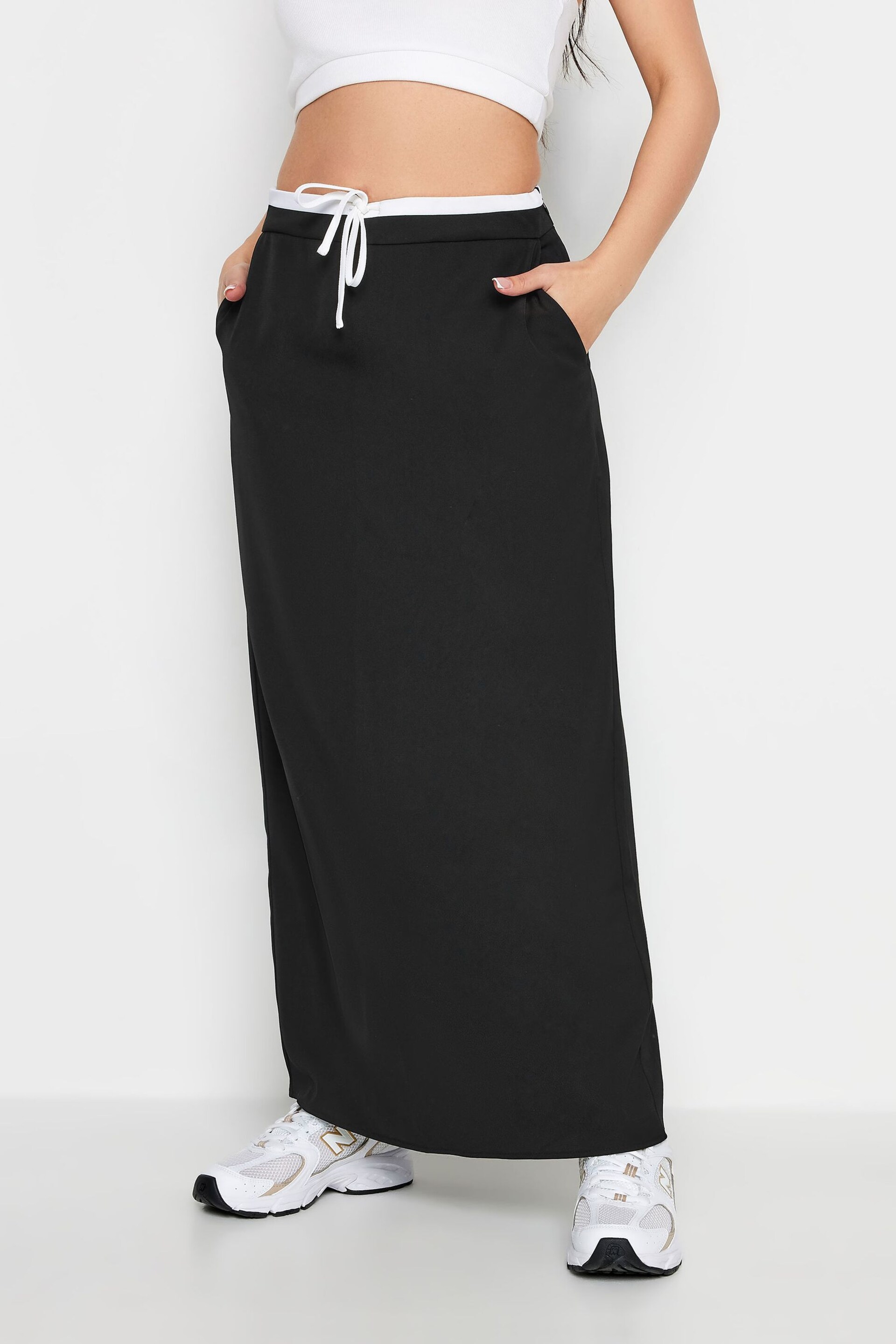 PixieGirl Petite Black Contrast Waist Skirt - Image 1 of 3