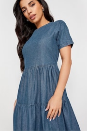 PixieGirl Petite Blue Denim Tiered Dress - Image 4 of 4