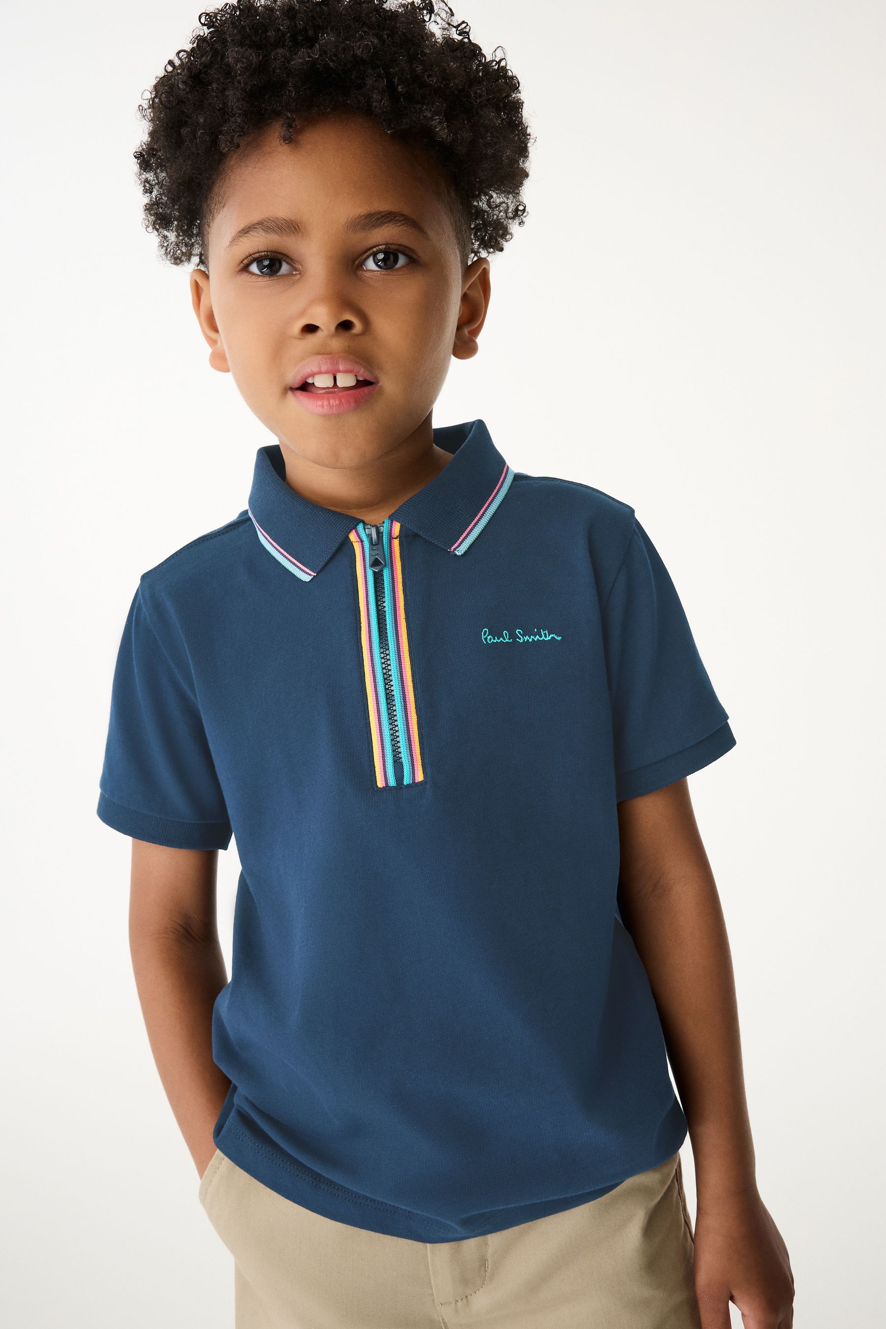 Buy Paul Smith Junior Boys Short Sleeve Artist 100 Cotton Quarter Zip Polo Shirt from Next Gibraltar