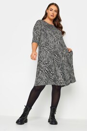 Yours Curve Black Soft Touch Drape Pocket Dress - Image 1 of 4