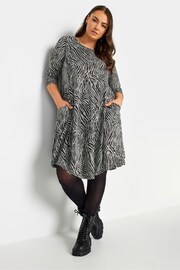 Yours Curve Black Soft Touch Drape Pocket Dress - Image 3 of 4