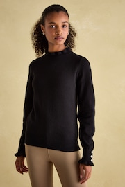 Joules Edith Black Frill Neck Jumper - Image 1 of 6