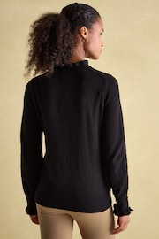 Joules Edith Black Frill Neck Jumper - Image 2 of 6