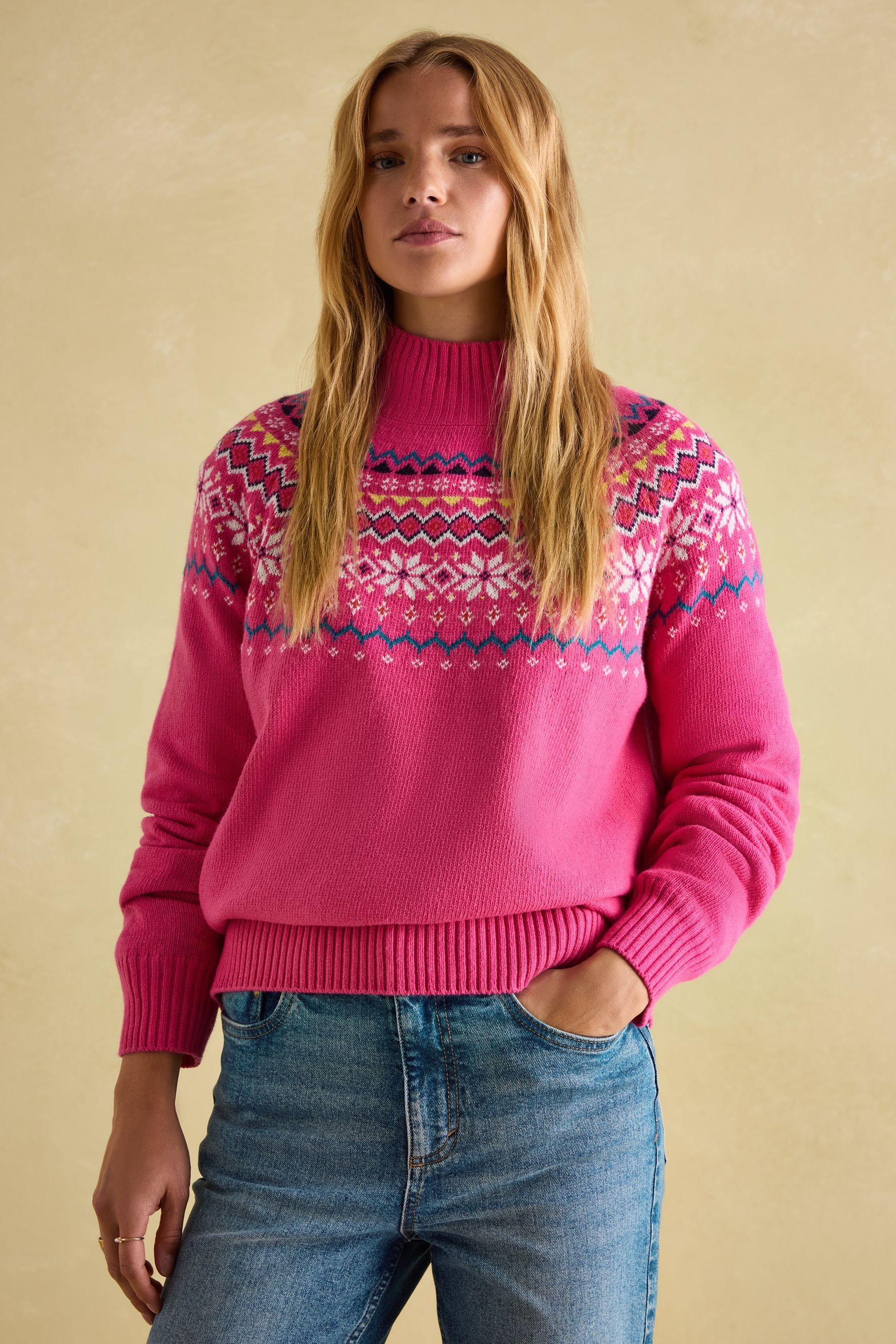 Joules Alba Pink Fair Isle Jumper