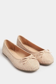 Yours Curve Nude Extra-Wide Fit Sparkle Ballet Shoes - Image 1 of 4