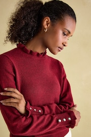 Joules Edith Burgundy Frill Neck Jumper - Image 3 of 6