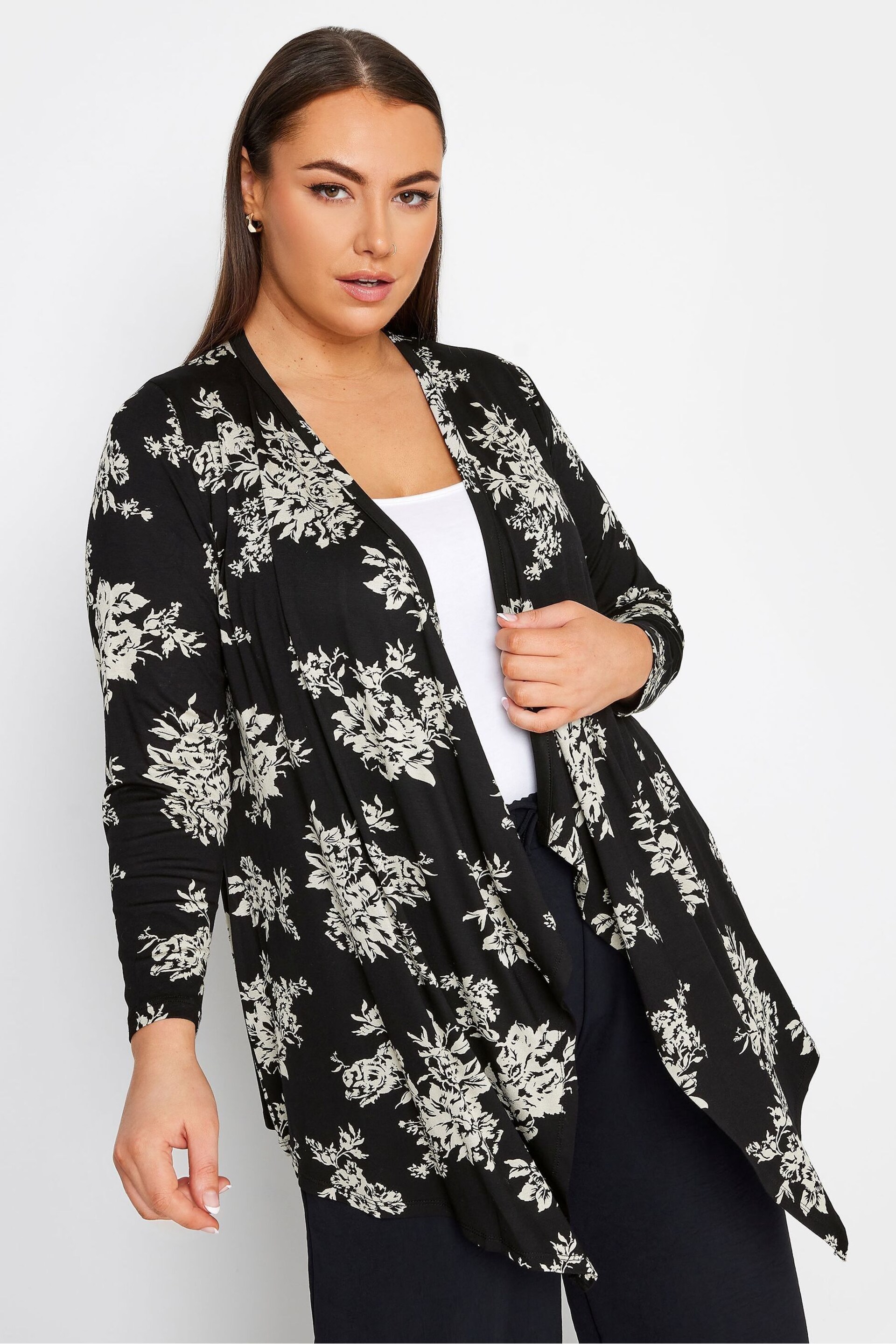 Yours Curve Black Jersey Cardigan - Image 1 of 4