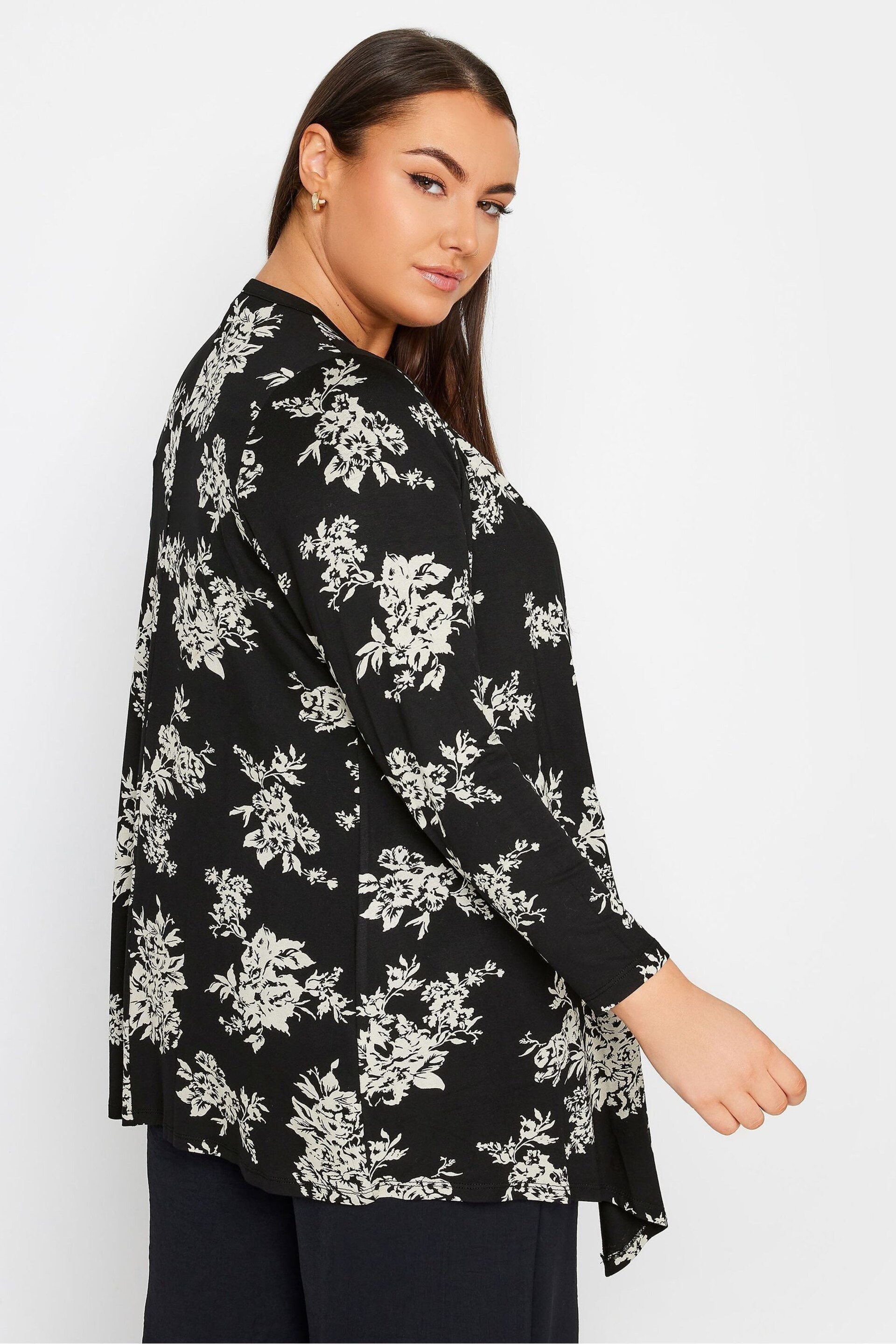 Yours Curve Black Jersey Cardigan - Image 2 of 4