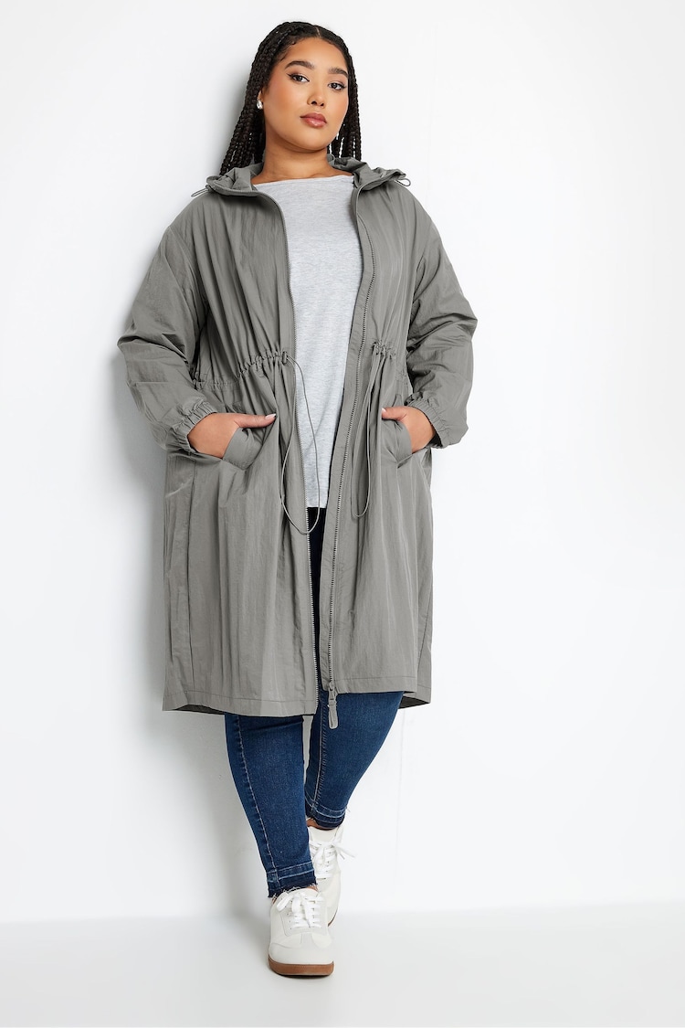 Yours Curve Grey Lightweight Longline Parka Jacket - Image 2 of 5