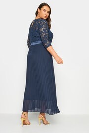 Yours Curve Blue Lace Wrap Pleated Maxi Dress - Image 2 of 4