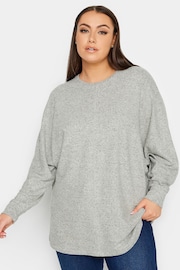 Yours Curve Grey Soft Touch Front Seam Detail Jumper - Image 1 of 4