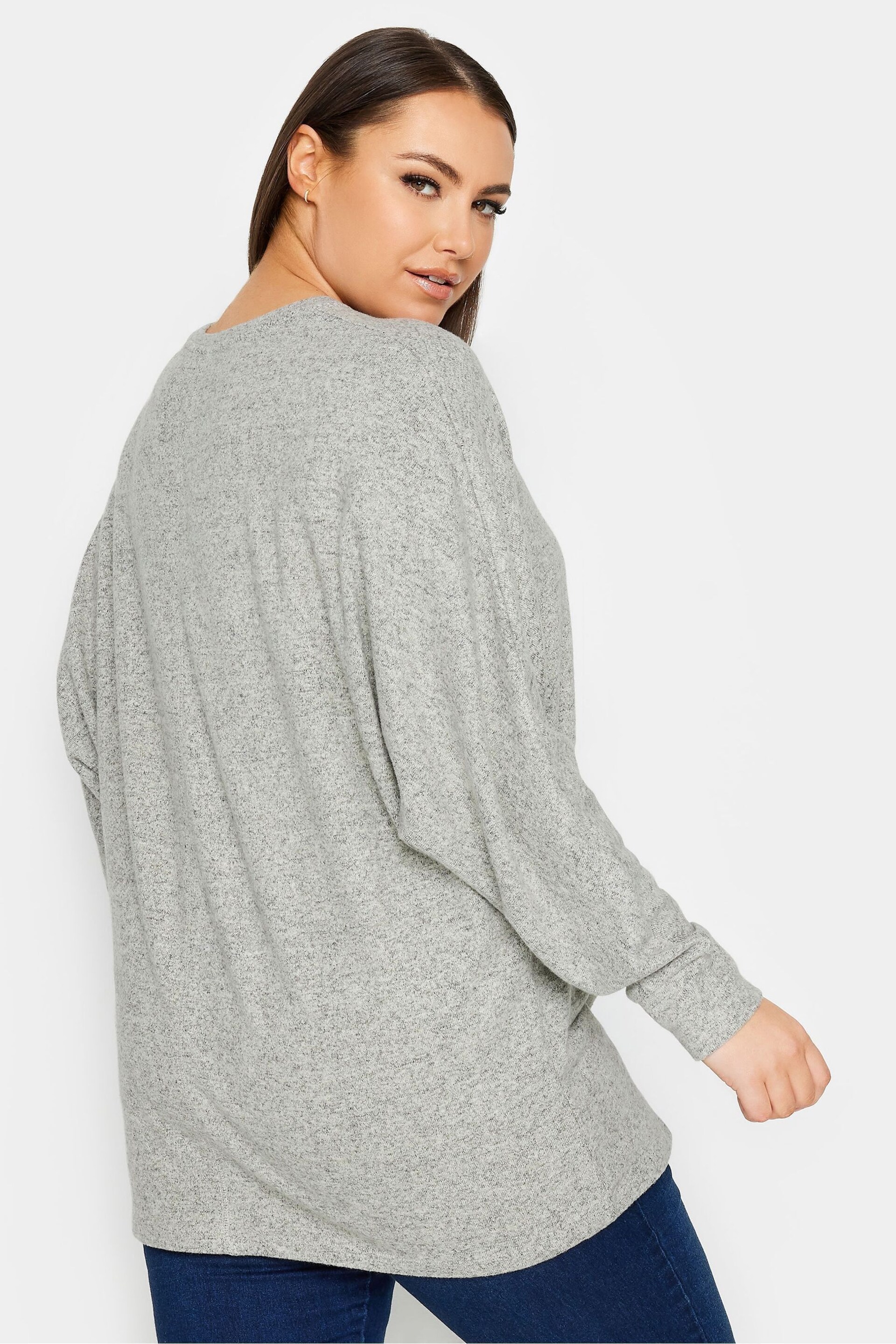 Yours Curve Grey Soft Touch Front Seam Detail Jumper - Image 2 of 4