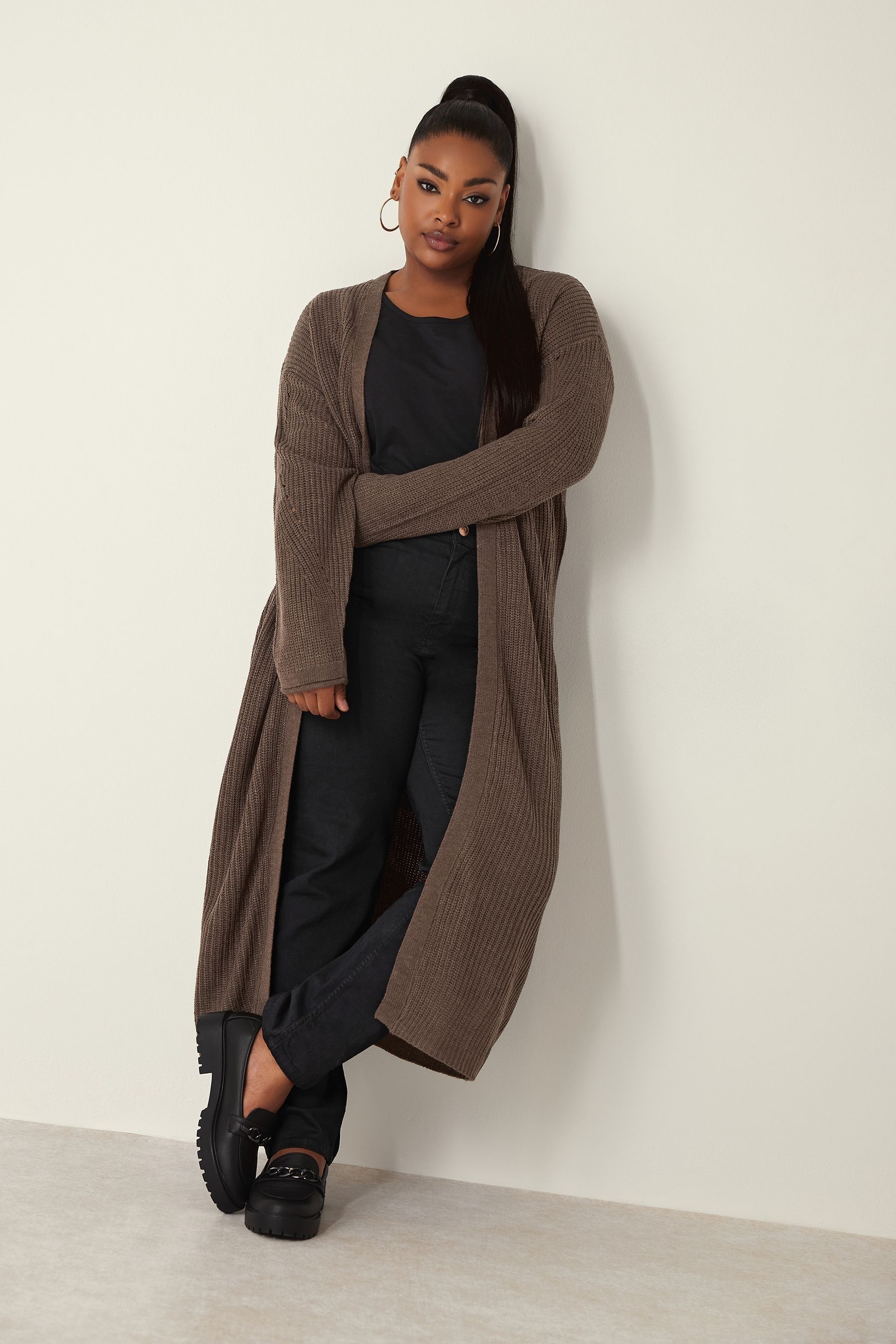Buy Yours Curve Brown Essential Longline Cardigan from the Next UK online shop