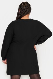 Yours Curve Black Eyelet Detailed Soft Touch Jumper Dress - Image 2 of 4