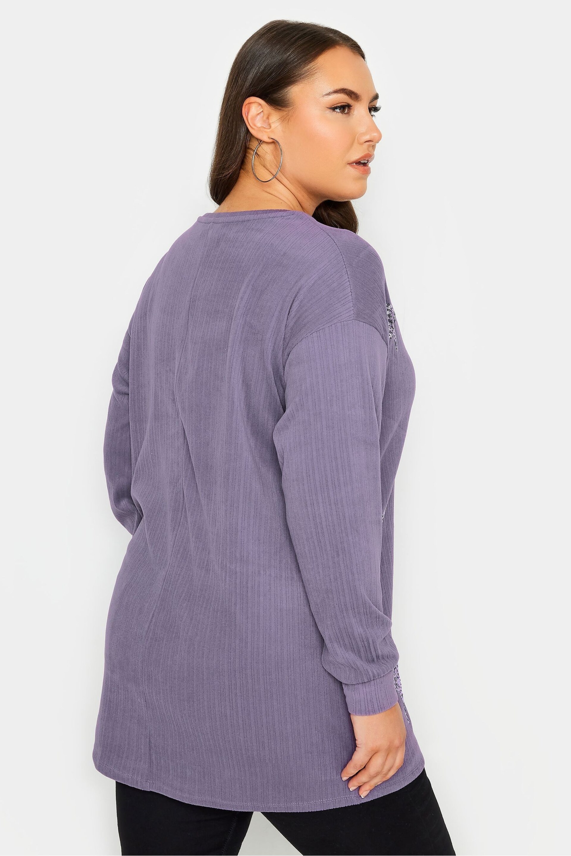 Yours Curve Purple Star Embellished Jumper - Image 2 of 5