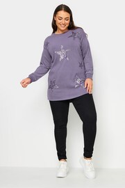 Yours Curve Purple Star Embellished Jumper - Image 3 of 5