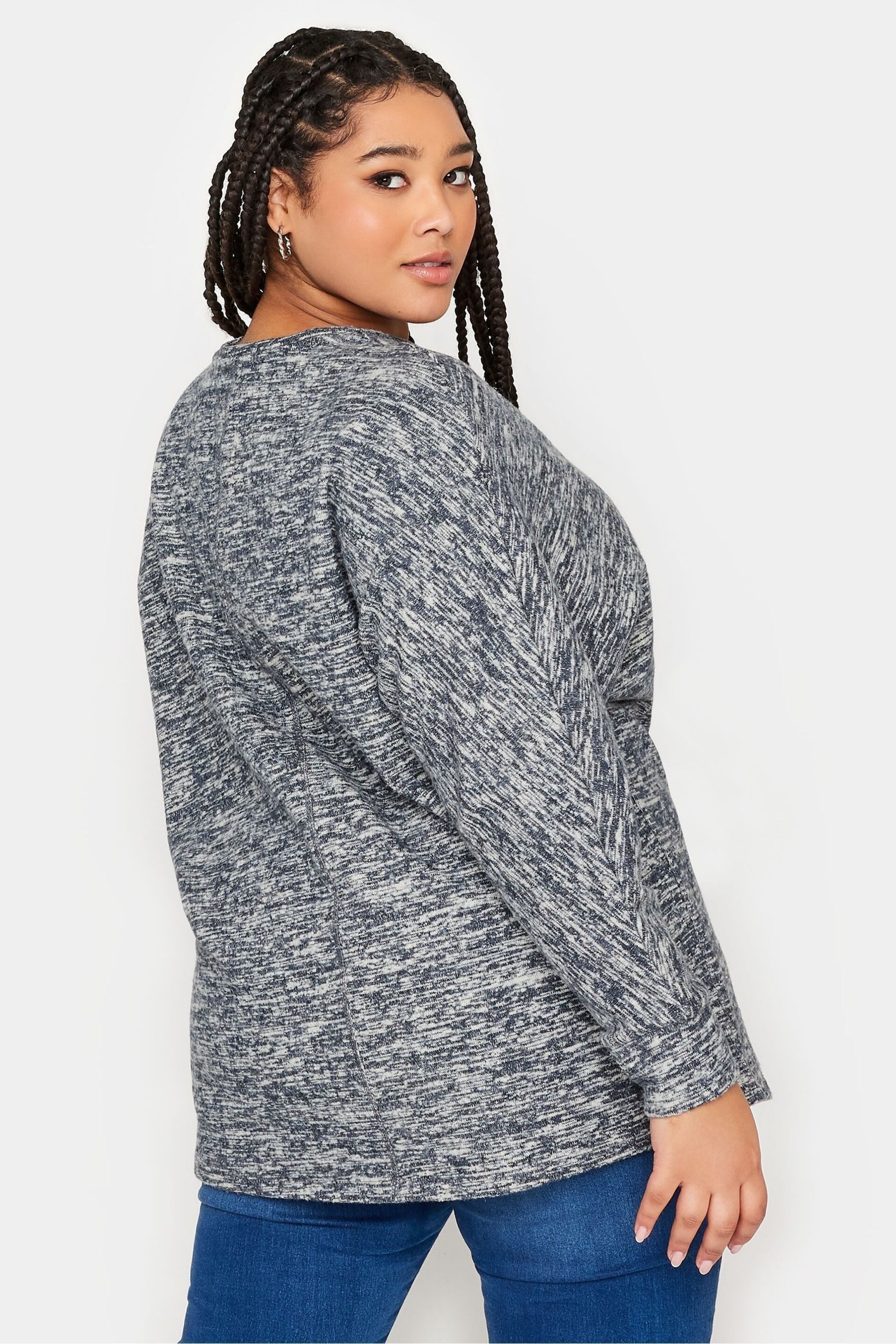 Yours Curve Grey Light Soft Touch Front Seam Detail Jumper - Image 3 of 4