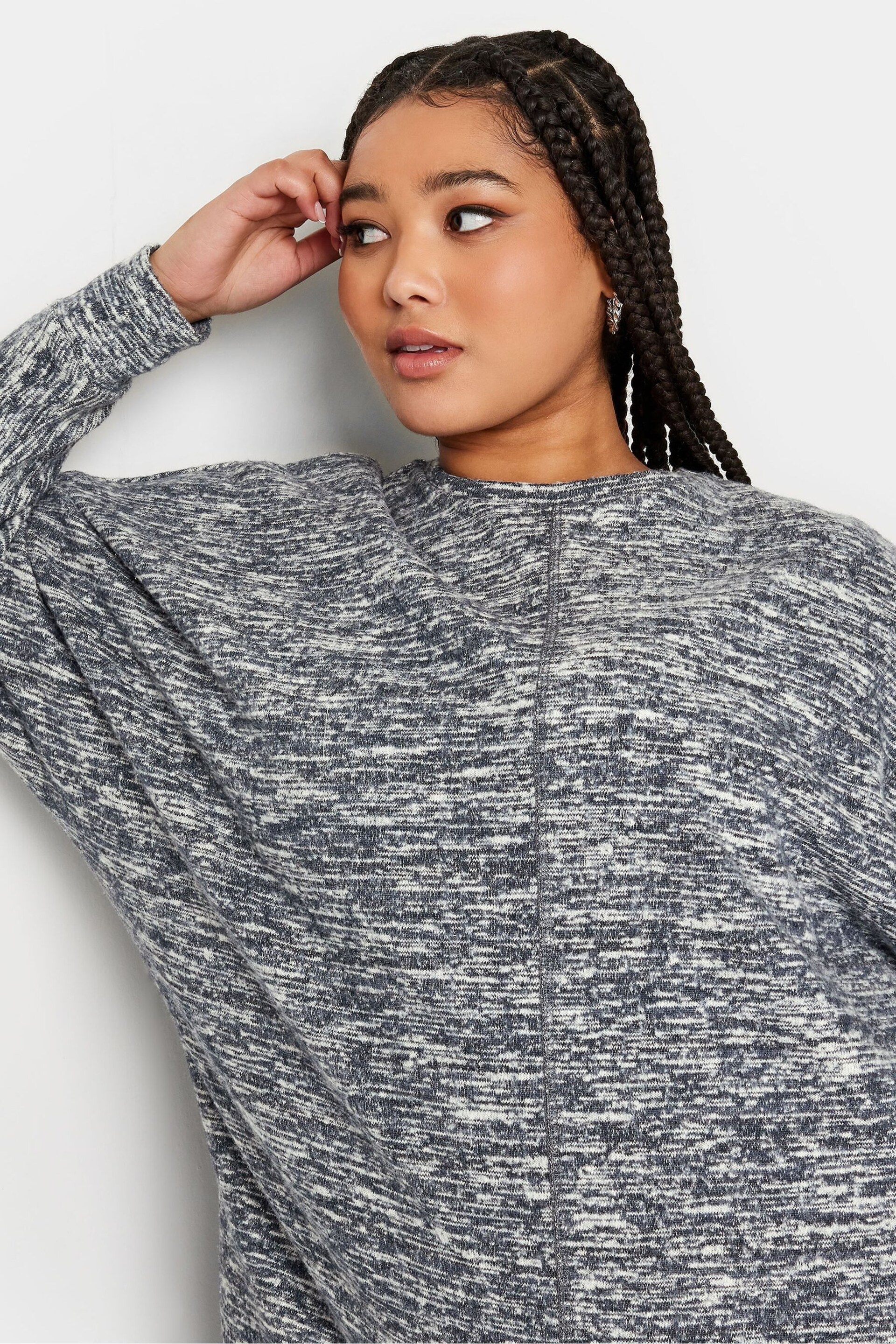 Yours Curve Grey Light Soft Touch Front Seam Detail Jumper - Image 4 of 4