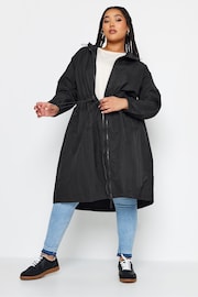 Yours Curve Black Lightweight Longline Parka Jacket - Image 1 of 5