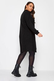Yours Curve Black Soft Touch Ribbed Half Zip Midi Dress - Image 2 of 4