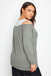 Yours Curve Grey 'Los Angeles'  Print Bardot Top - Image 3 of 4