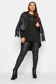 Yours Curve Black Sequin Embellished Long Sleeve Top - Image 3 of 5