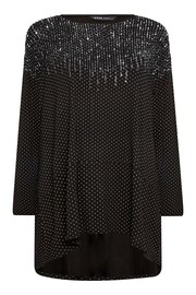 Yours Curve Black Sequin Embellished Long Sleeve Top - Image 5 of 5