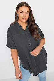 Yours Curve Black Chambray Shirt - Image 1 of 4