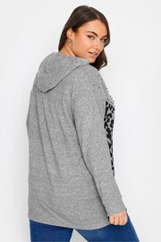 Yours Curve Grey Stud Detail Chevron Hoodie - Image 2 of 4