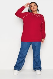 Yours Curve Red Eyelet Detailed Sweatshirt - Image 2 of 4