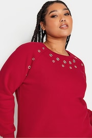 Yours Curve Red Eyelet Detailed Sweatshirt - Image 4 of 4